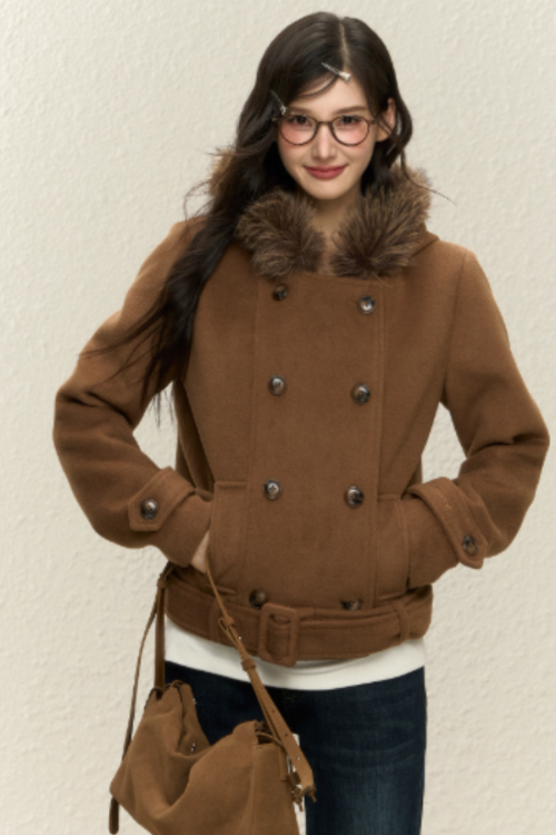 Double-Breasted Fur Coat