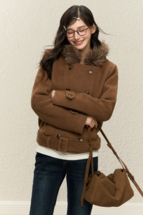 Double-Breasted Fur Coat