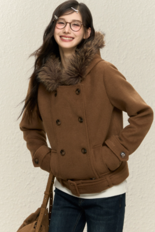 Double-Breasted Fur Coat