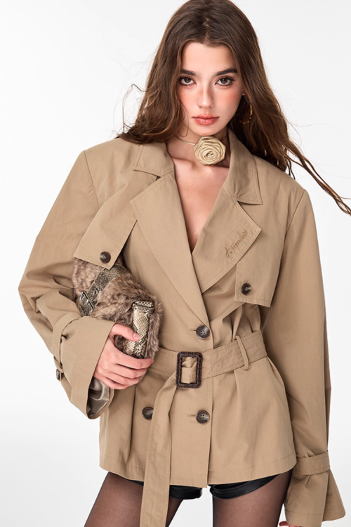 Double Breasted Mid Length Trench Coat
