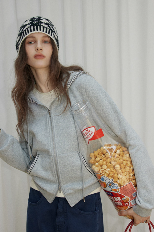 Double Zip Check Hoodie