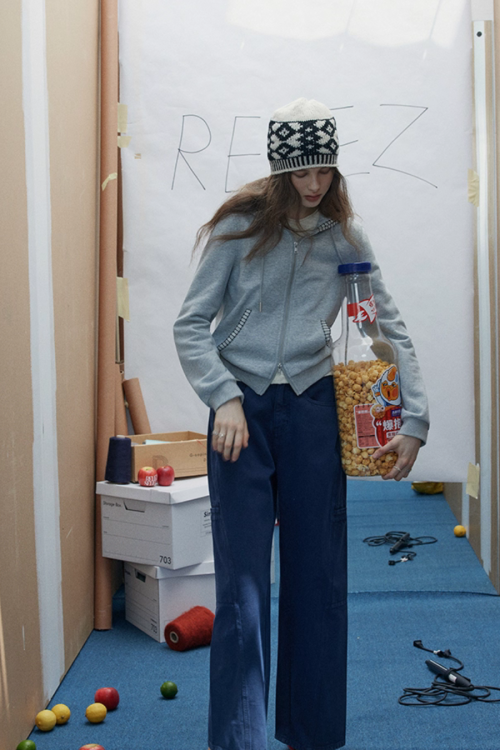 Double Zip Check Hoodie