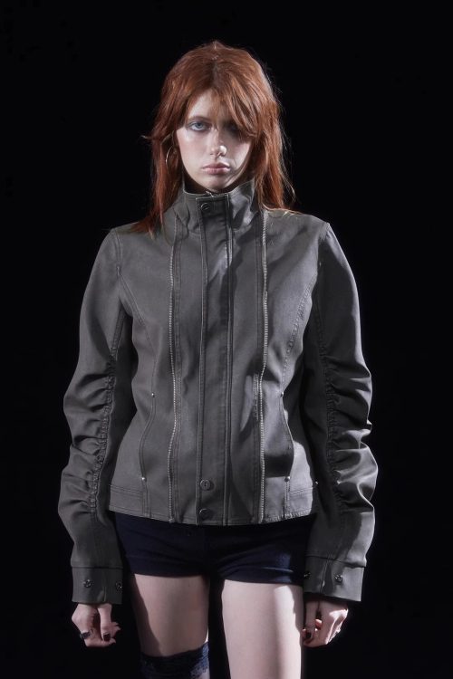 Double Zip Stand Collar Jacket