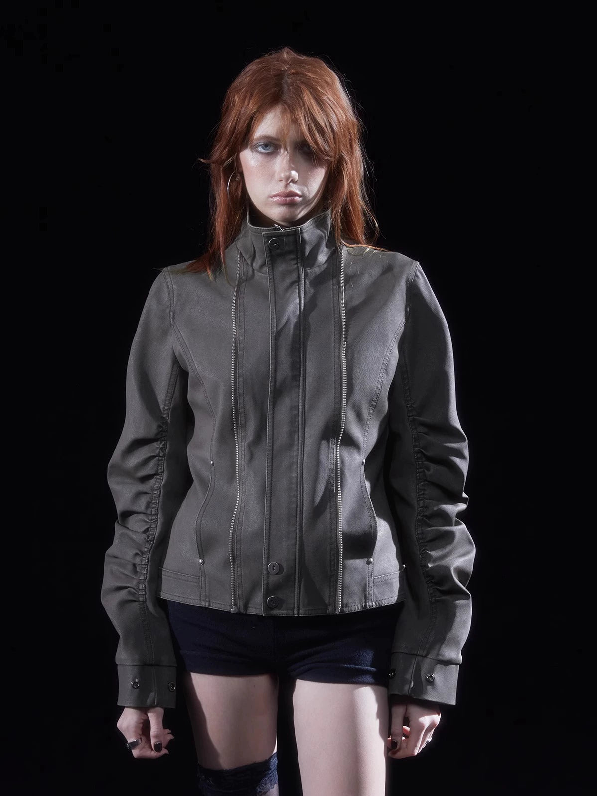 Double Zip Stand Collar Jacket Double Zip Stand Collar Jacket
