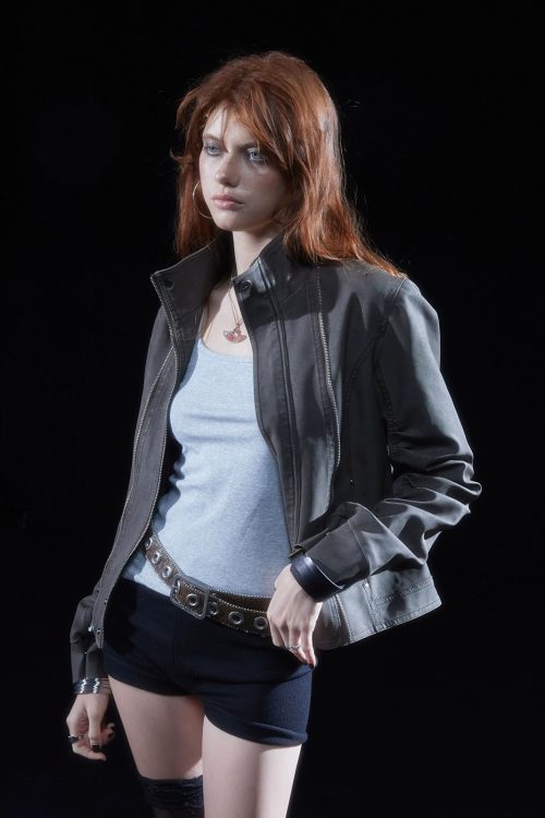 Double Zip Stand Collar Jacket