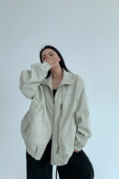 Double Zipper Stand Collar Jacket