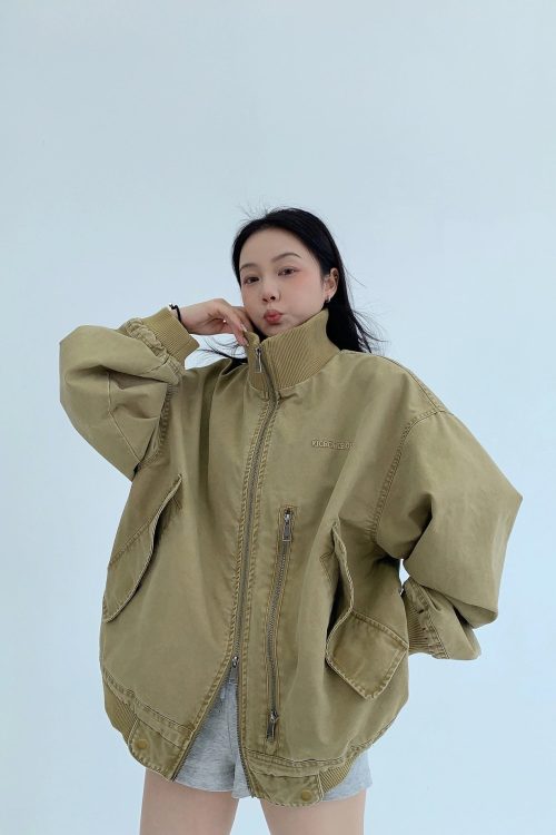 Double Zipper Stand Collar Jacket