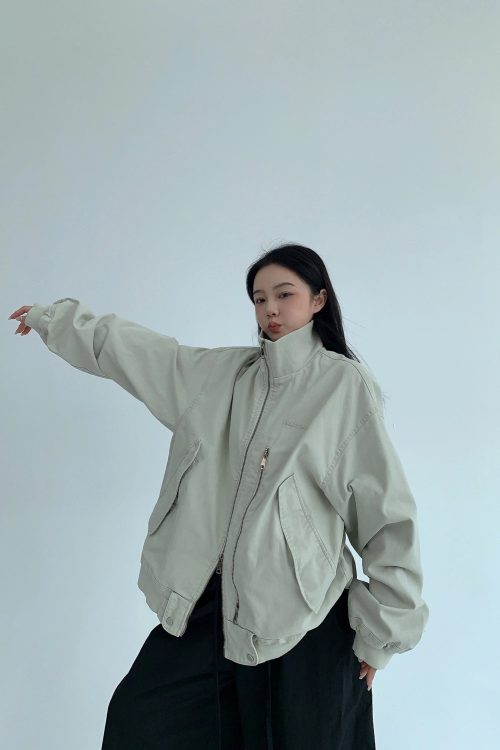 Double Zipper Stand Collar Jacket