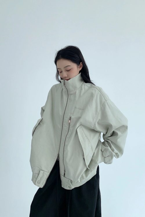 Double Zipper Stand Collar Jacket