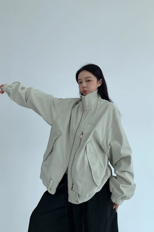 Double Zipper Stand Collar Jacket