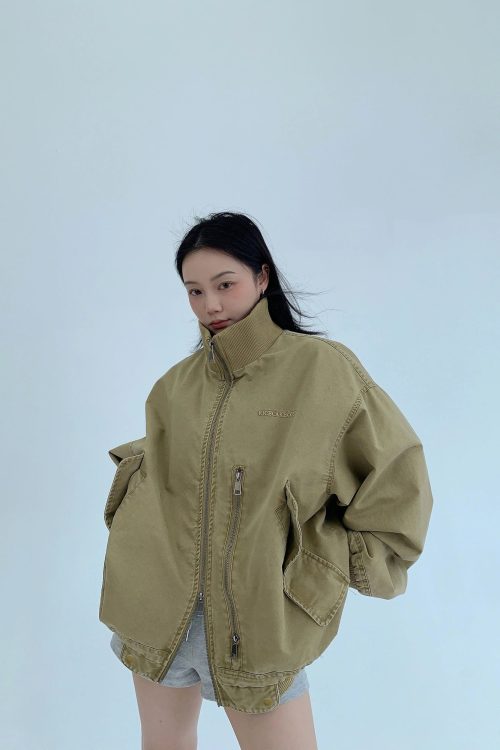 Double Zipper Stand Collar Jacket
