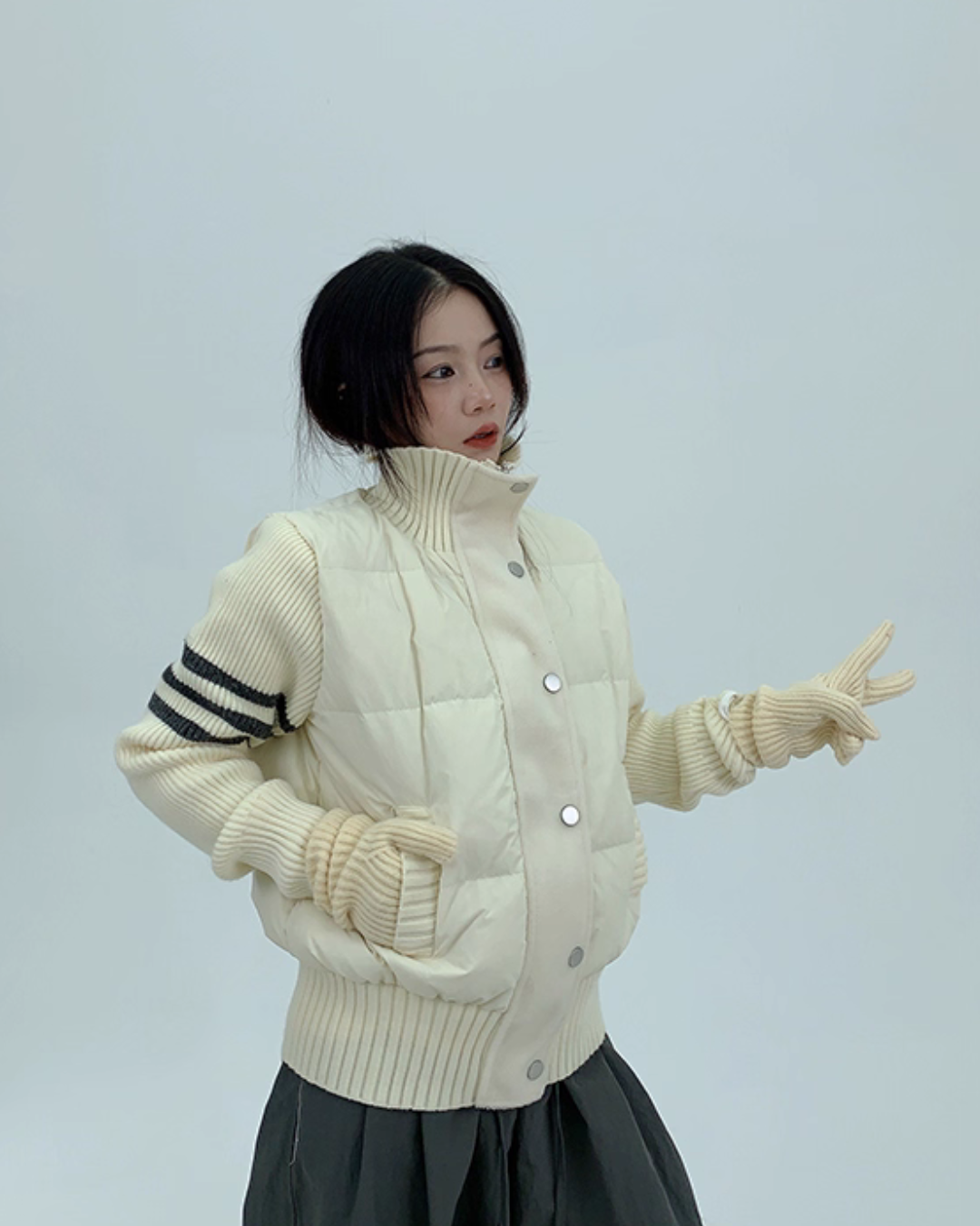 Down Vest Knit Sleeve Jacket Down Vest Knit Sleeve Jacket