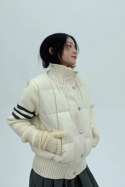 Down Vest Knit Sleeve Jacket