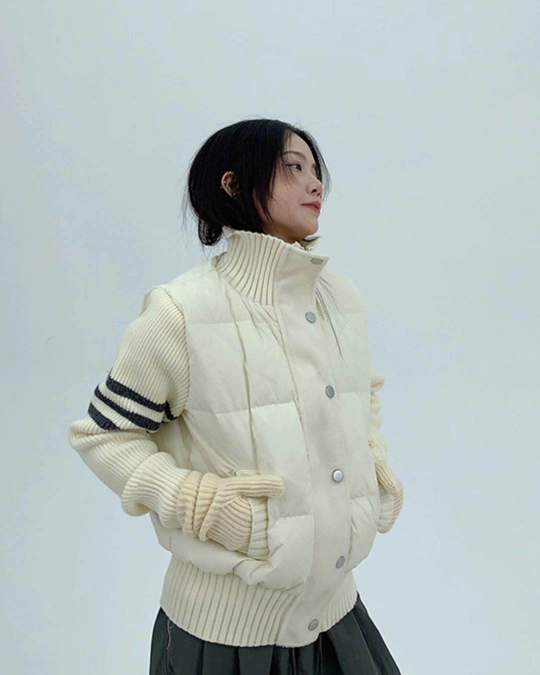 Down Vest Knit Sleeve Jacket Down Vest Knit Sleeve Jacket