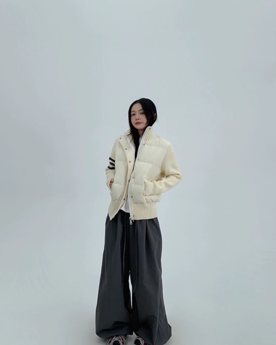 Down Vest Knit Sleeve Jacket Down Vest Knit Sleeve Jacket