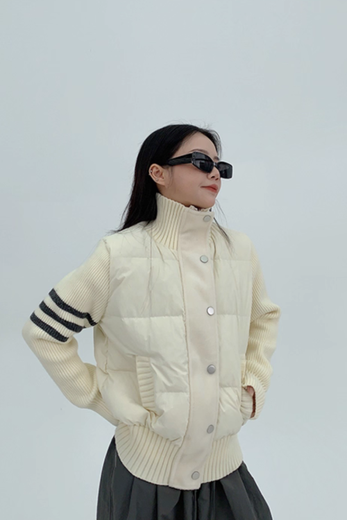 Down Vest Knit Sleeve Jacket