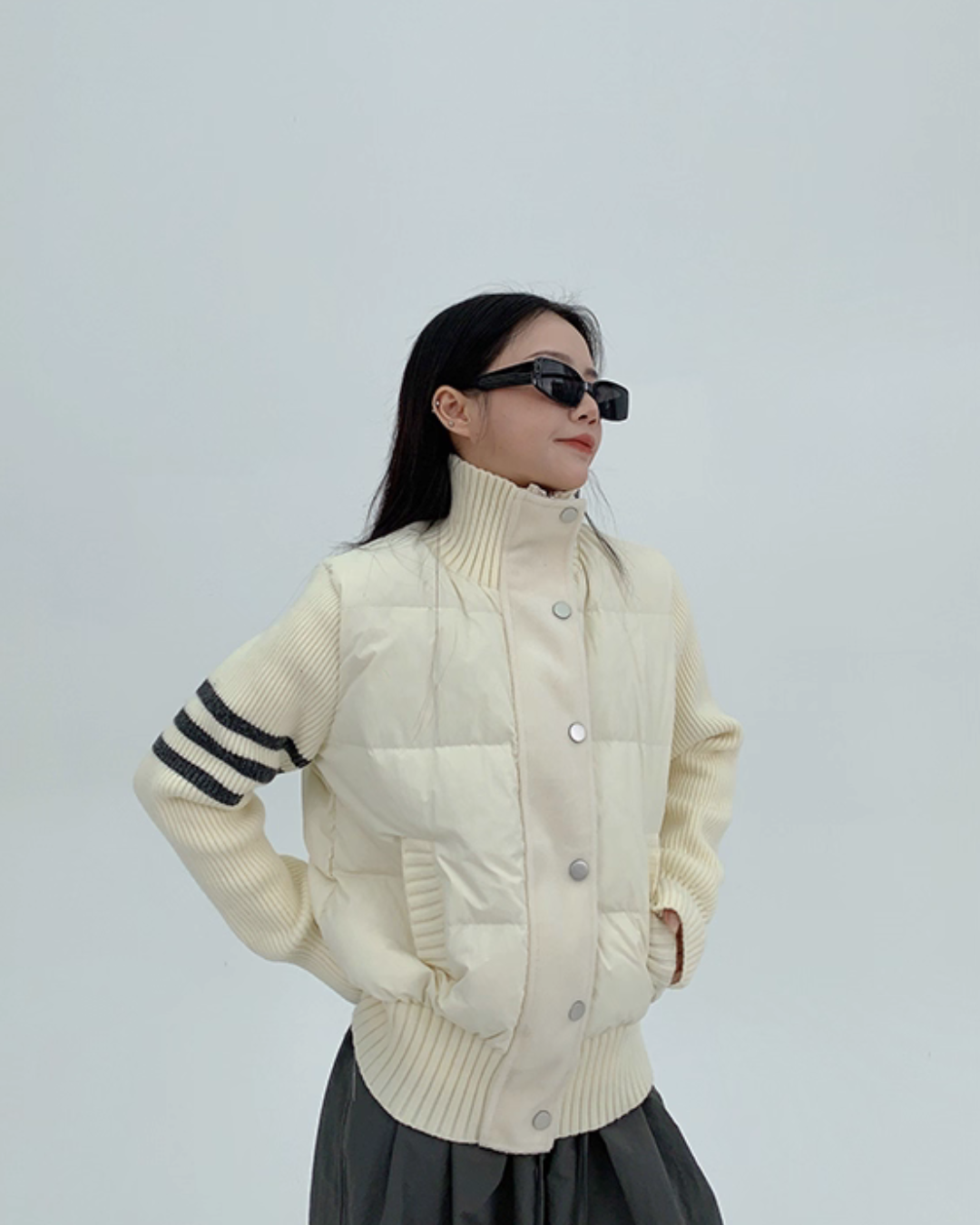 Down Vest Knit Sleeve Jacket Down Vest Knit Sleeve Jacket