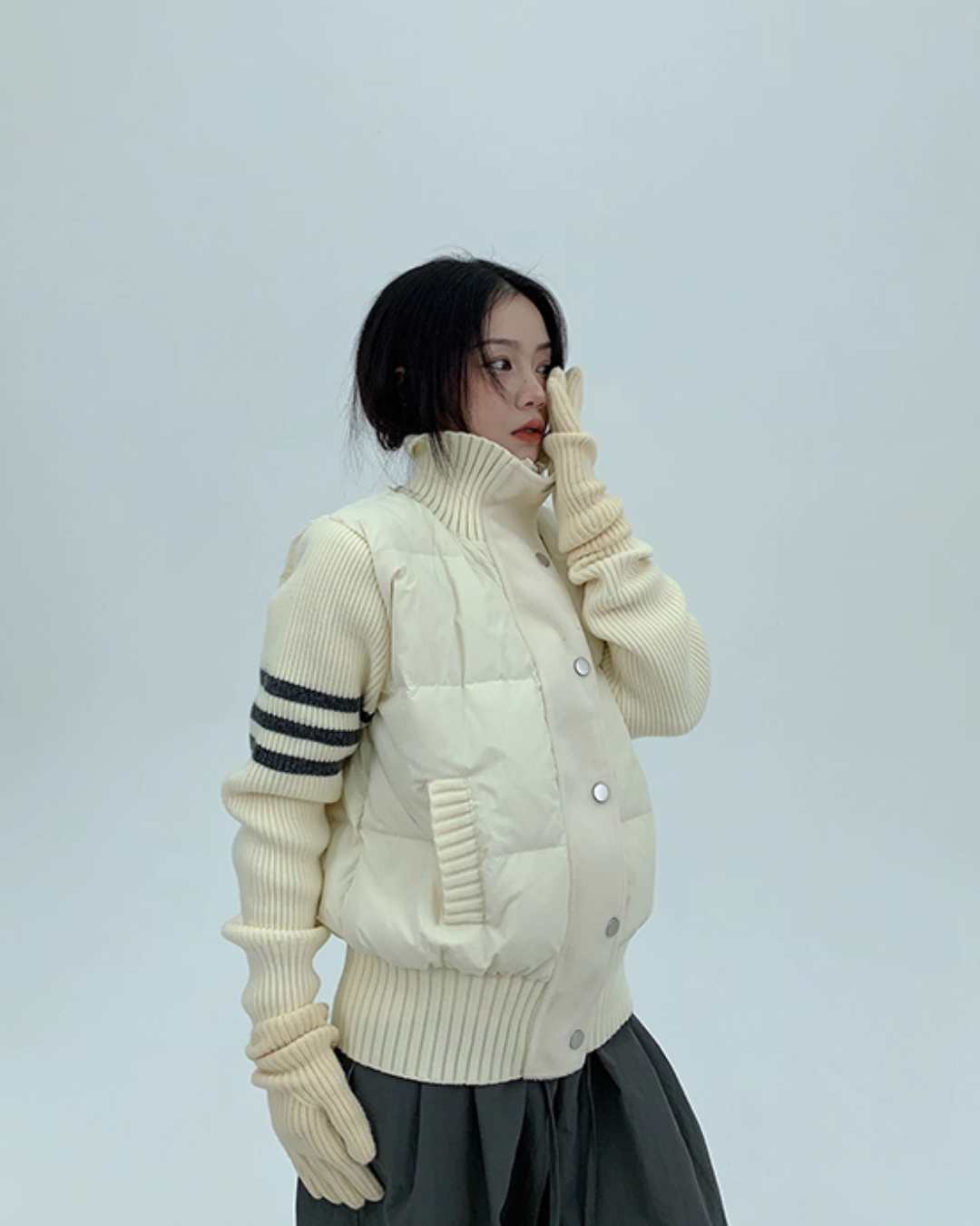 Down Vest Knit Sleeve Jacket Down Vest Knit Sleeve Jacket