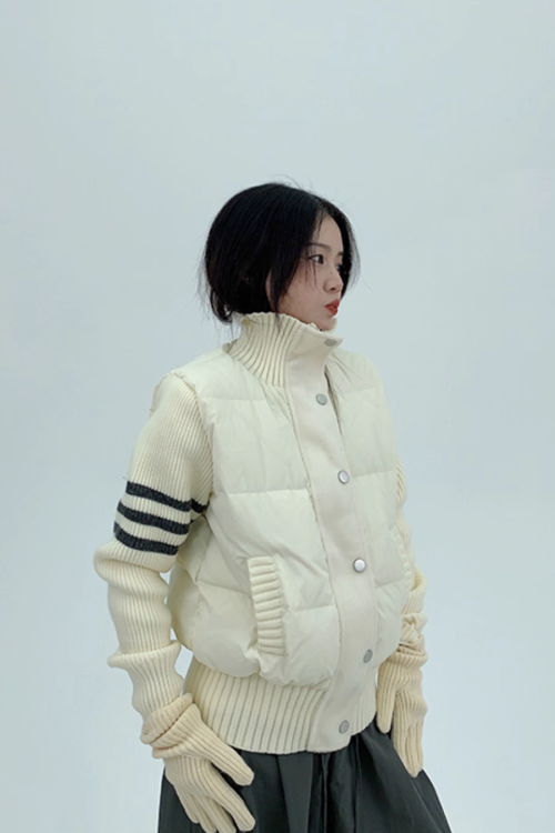Down Vest Knit Sleeve Jacket