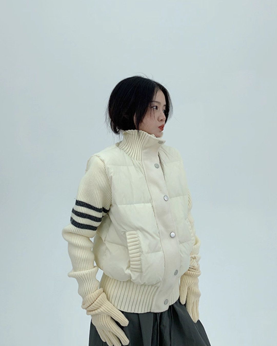 Down Vest Knit Sleeve Jacket Down Vest Knit Sleeve Jacket