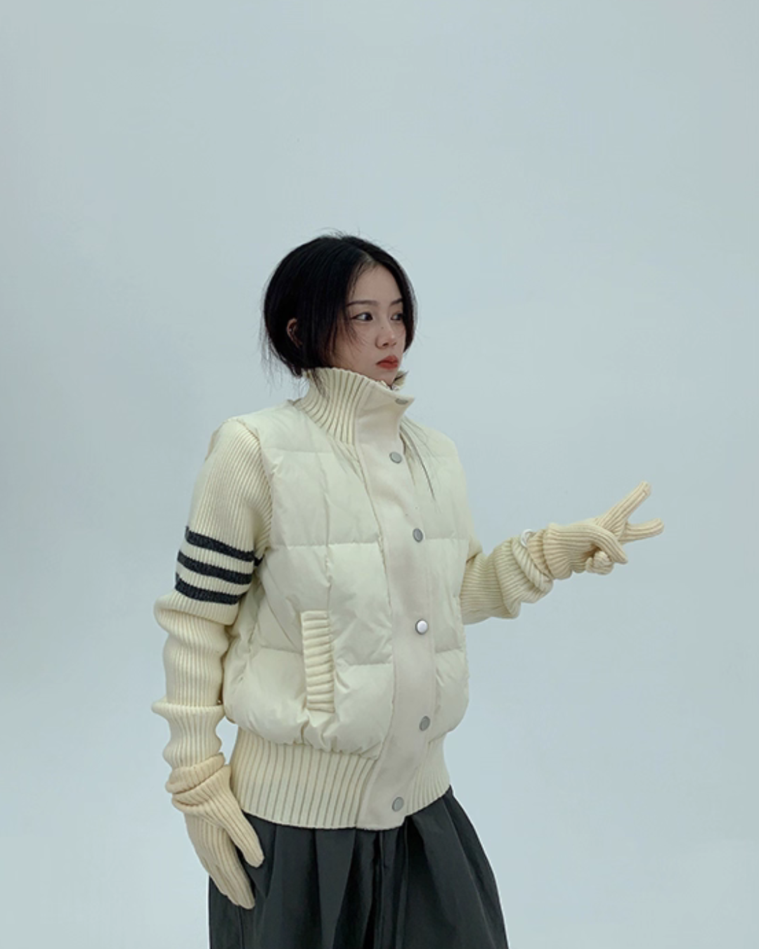 Down Vest Knit Sleeve Jacket Down Vest Knit Sleeve Jacket