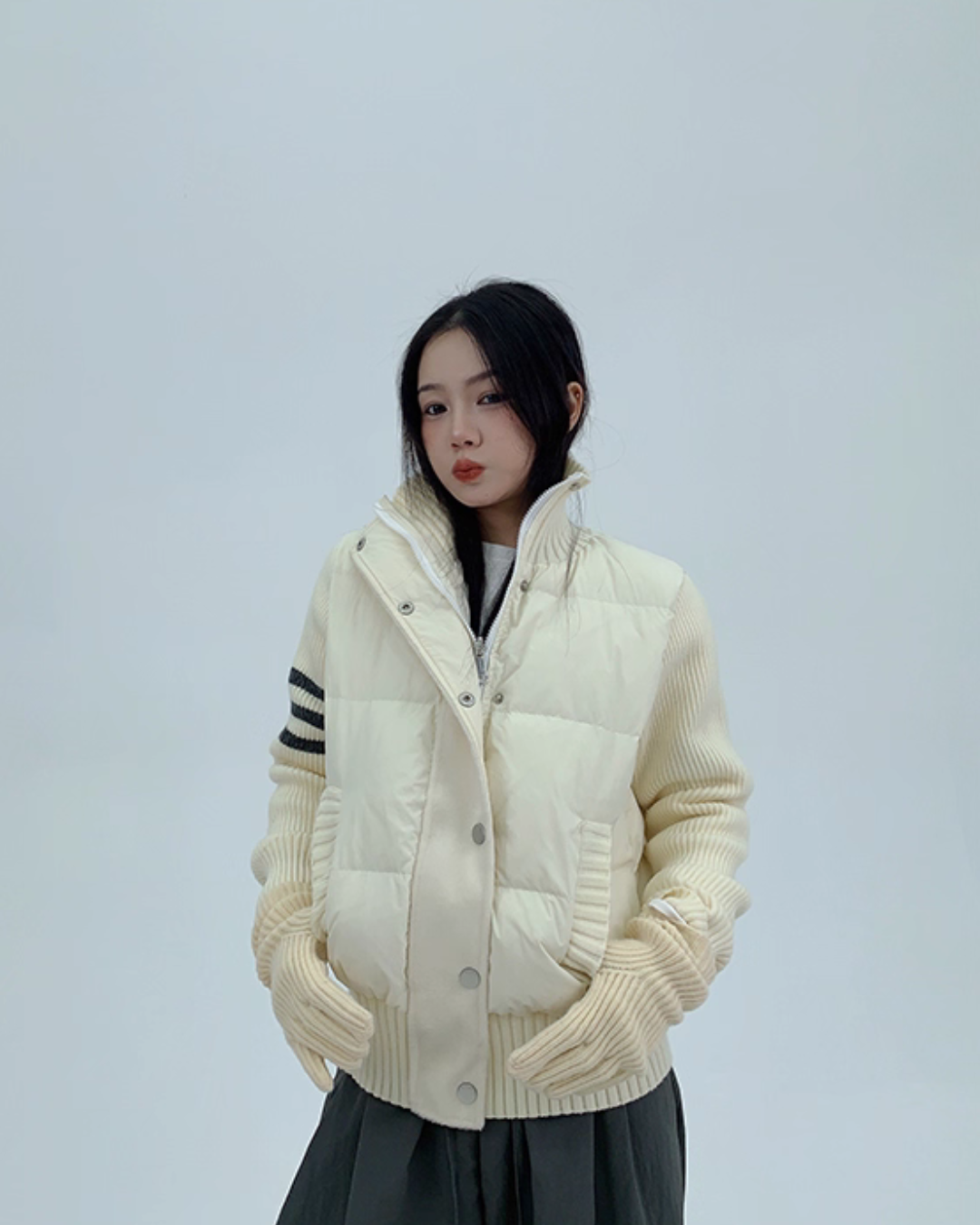 Down Vest Knit Sleeve Jacket Down Vest Knit Sleeve Jacket