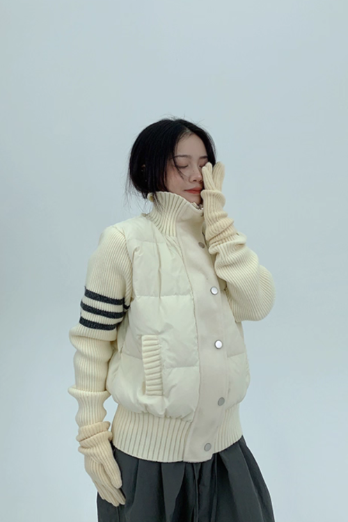 Down Vest Knit Sleeve Jacket