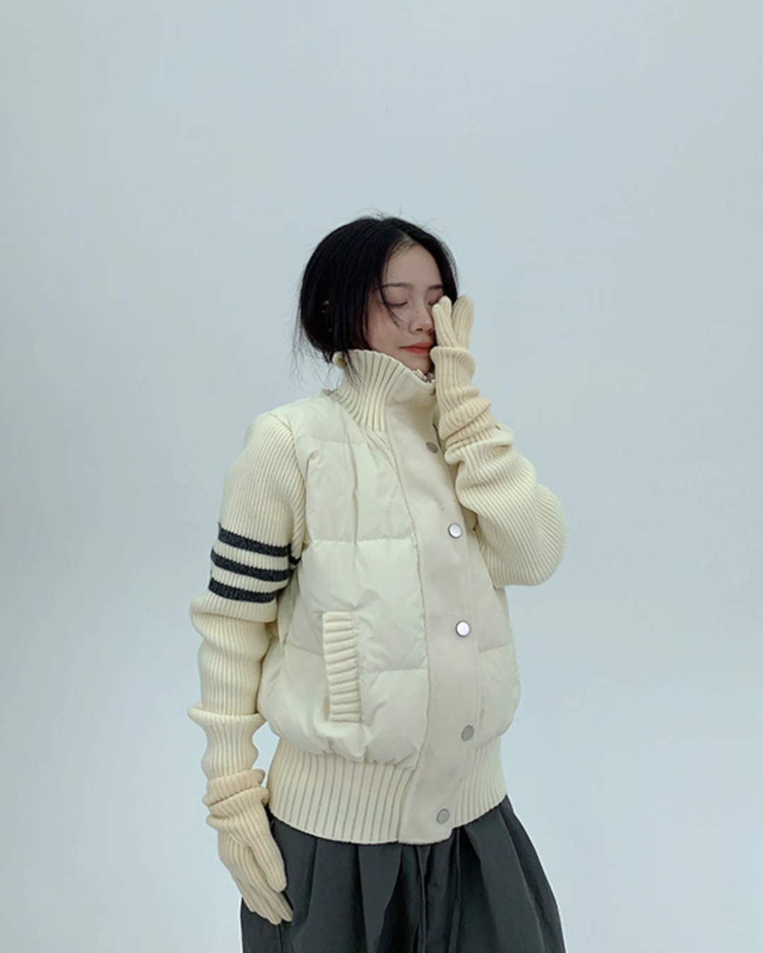 Down Vest Knit Sleeve Jacket Down Vest Knit Sleeve Jacket