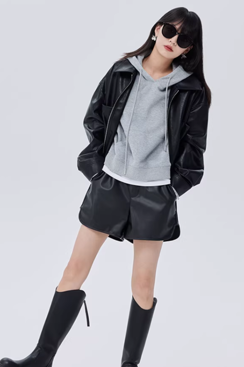 Drop Shoulder Leather Jacket