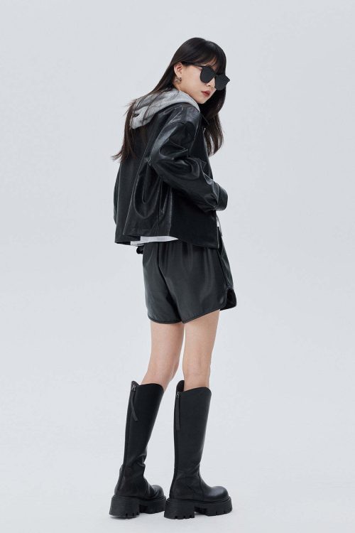 Drop Shoulder Leather Jacket