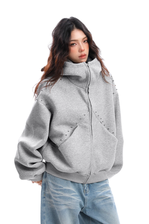 Ear Design Studded Hoodie