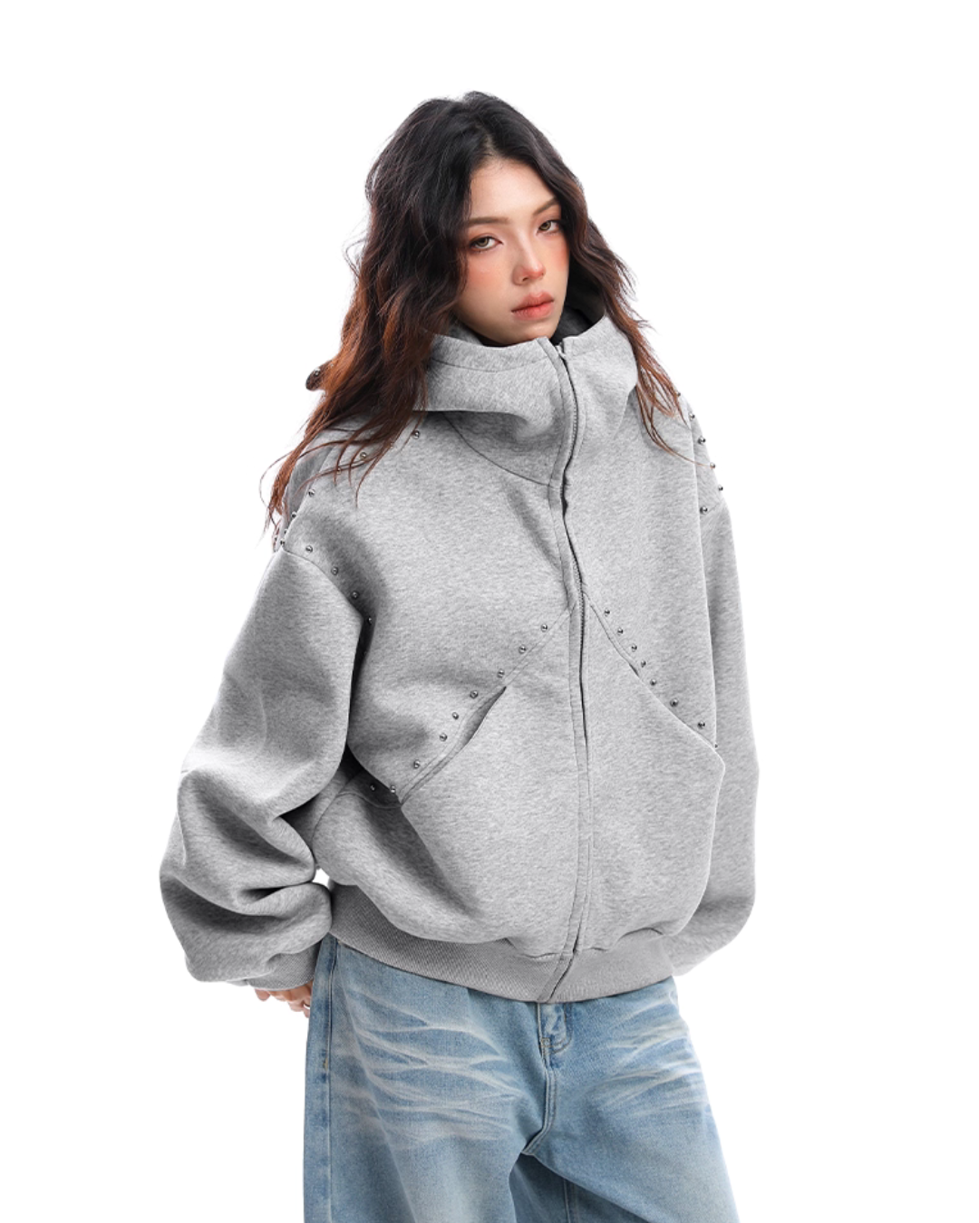 Ear Design Studded Hoodie Ear Design Studded Hoodie