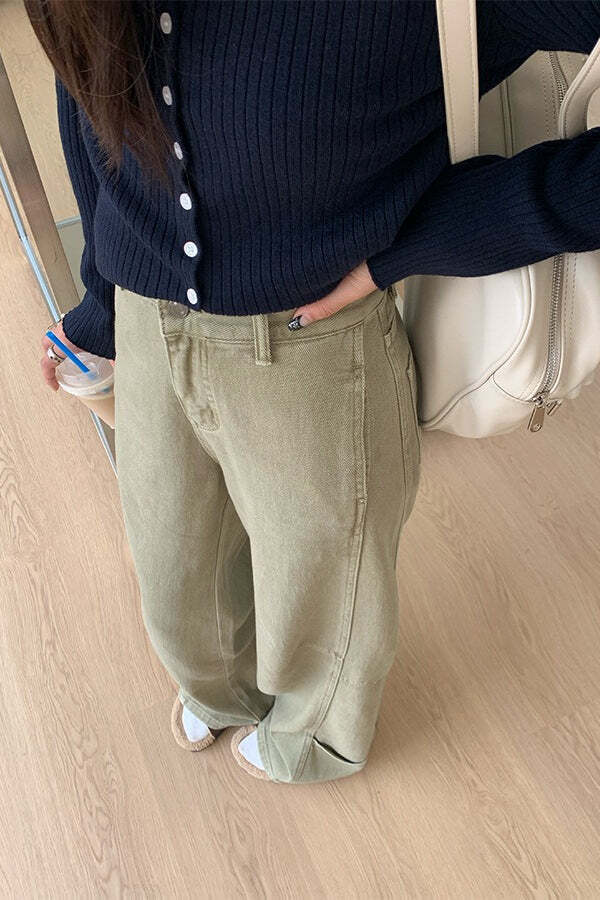 Edgy High Waist Cargo Wide Leg Curved Jeans Edgy High Waist Cargo Wide Leg Curved Jeans