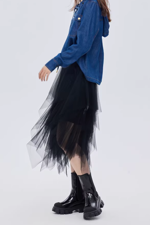 Elastic Waist Flared Skirt