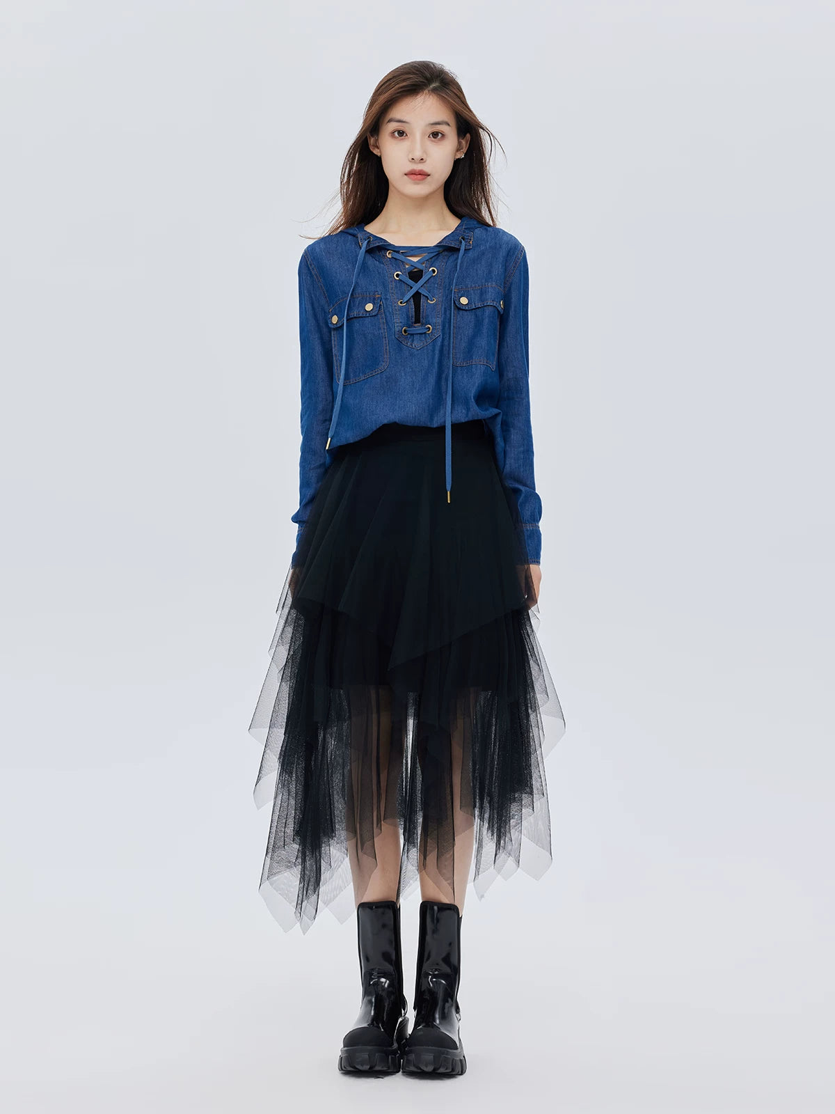 Elastic Waist Flared Skirt Elastic Waist Flared Skirt