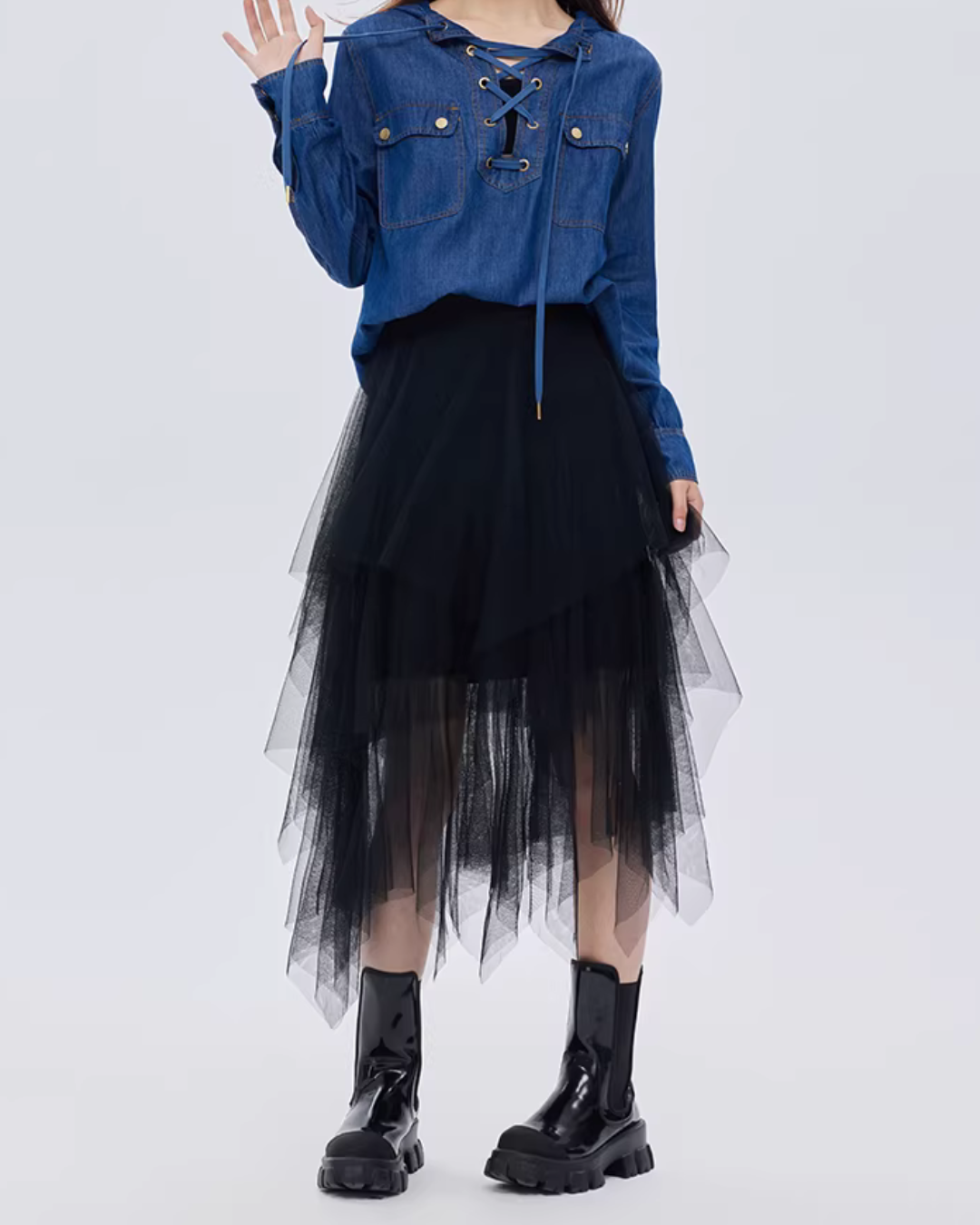 Elastic Waist Flared Skirt Elastic Waist Flared Skirt