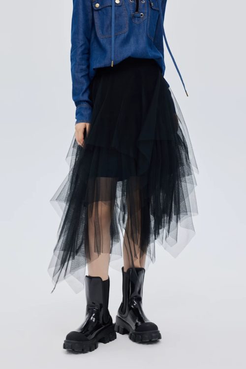 Elastic Waist Flared Skirt