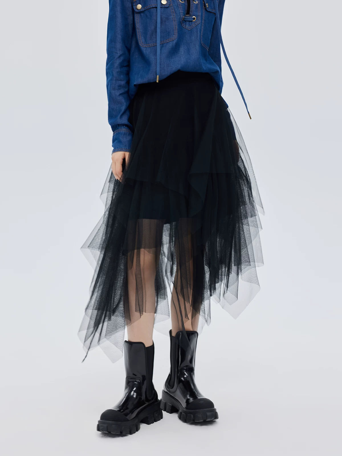 Elastic Waist Flared Skirt Elastic Waist Flared Skirt