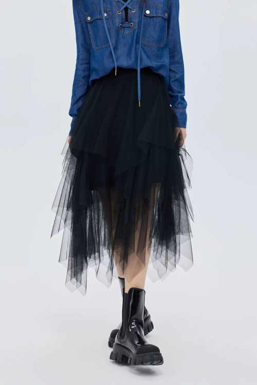 Elastic Waist Flared Skirt