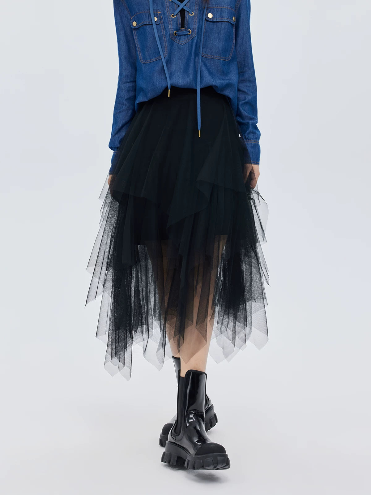 Elastic Waist Flared Skirt Elastic Waist Flared Skirt