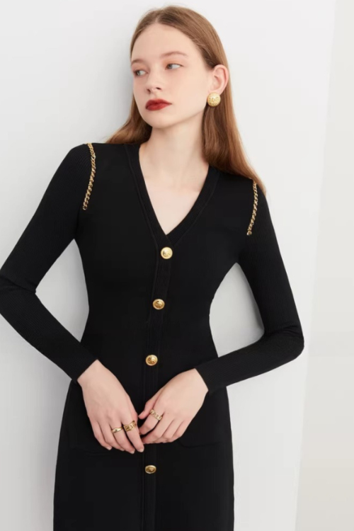 Elegant Black Knit Dress