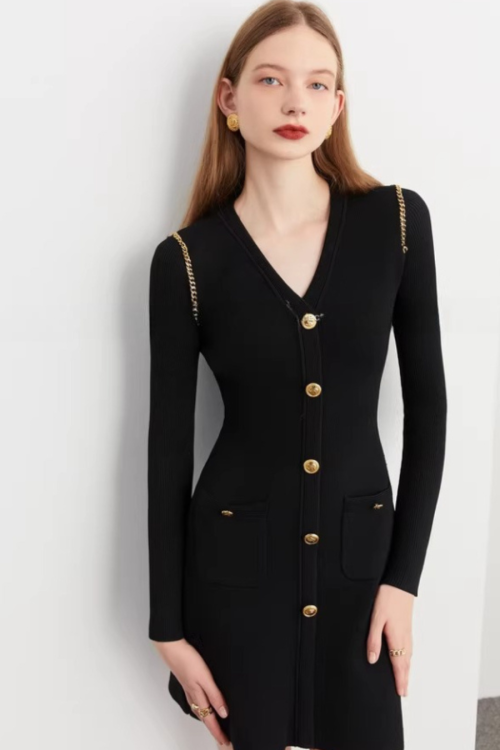 Elegant Black Knit Dress