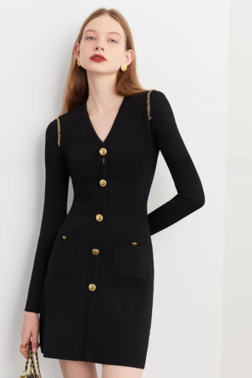 Elegant Black Knit Dress