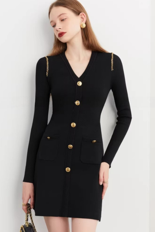 Elegant Black Knit Dress