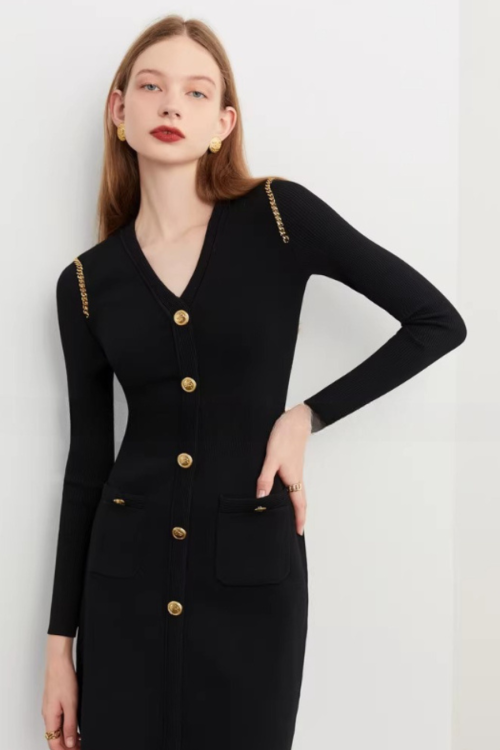 Elegant Black Knit Dress