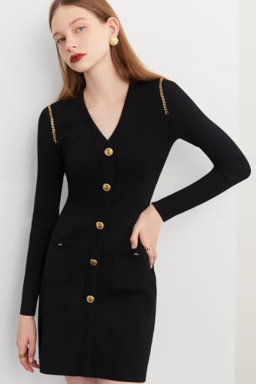 Elegant Black Knit Dress