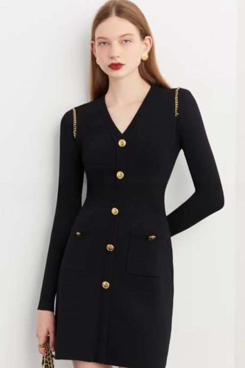 Elegant Black Knit Dress