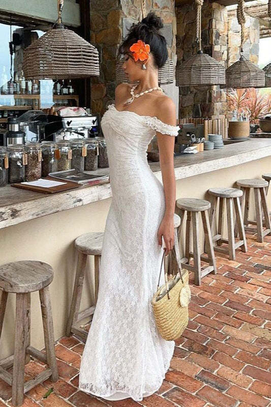 Elegant Lace Sleeveless Spaghetti Strap Slim Maxi Dress