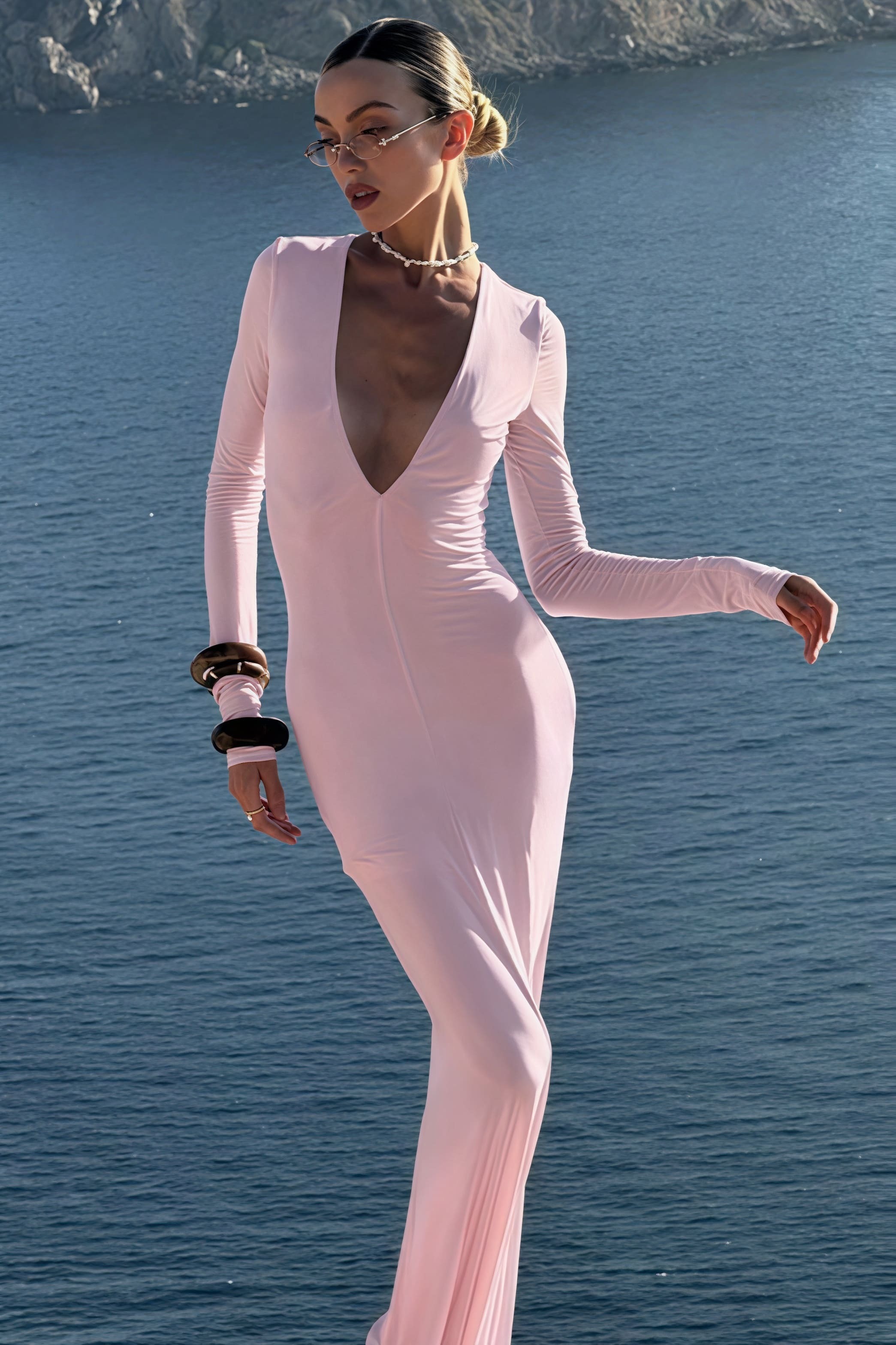 Elegant Sexy Deep V-Neck Long Sleeve Bodycon Maxi Dress Elegant Sexy Deep V-Neck Long Sleeve Bodycon Maxi Dress
