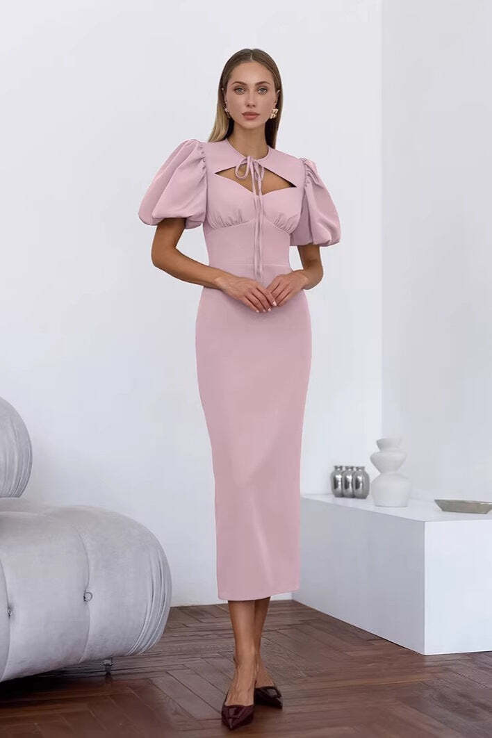 Elegant Sexy Puff Sleeve Bodycon Maxi Dress Elegant Sexy Puff Sleeve Bodycon Maxi Dress